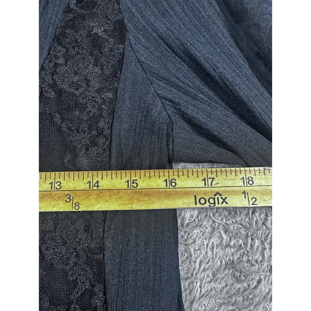 ANTHROPOLOGIE Long-Sleeve‎ Lace Peplum Top Women's Size L Black